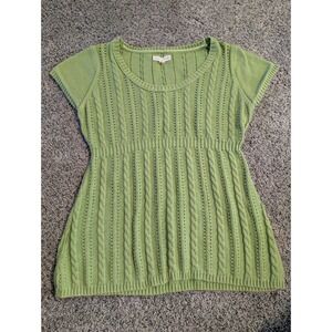 Y2k RARE Aeropostale Green‎ Knit Short Sleeve Tunic Top Sweater Women's Size L